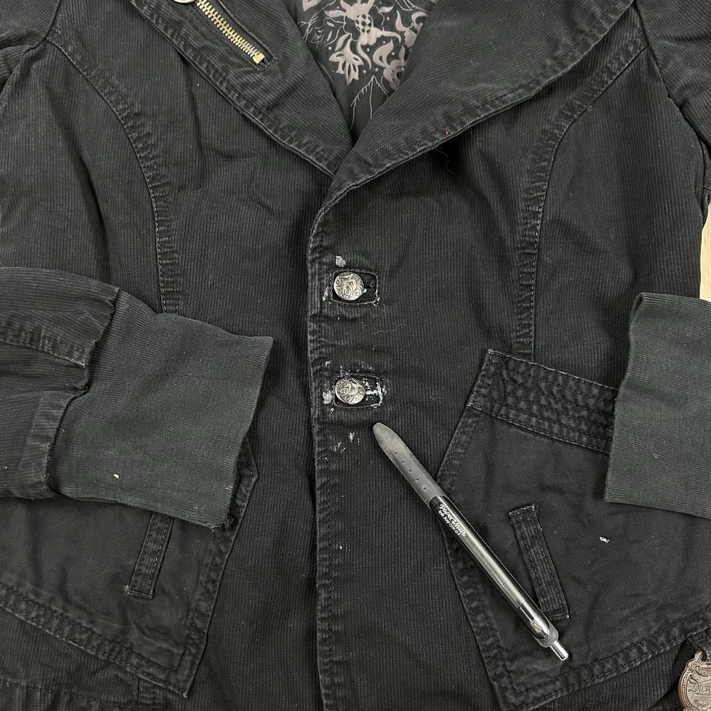 Diesel Women's XS Black Goth Emo Grunge Jacket Y2K Alternative Punk Streetwear - Picture 6 of 11